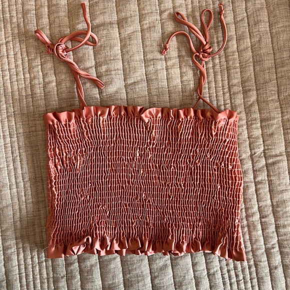 Pink Scrunch Tube Tops with String Ties (Size: Large) - Picture 3 of 5